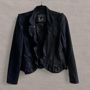 Y2K Beverly Hills Polo Club Black Blazer with Ruffled Collar